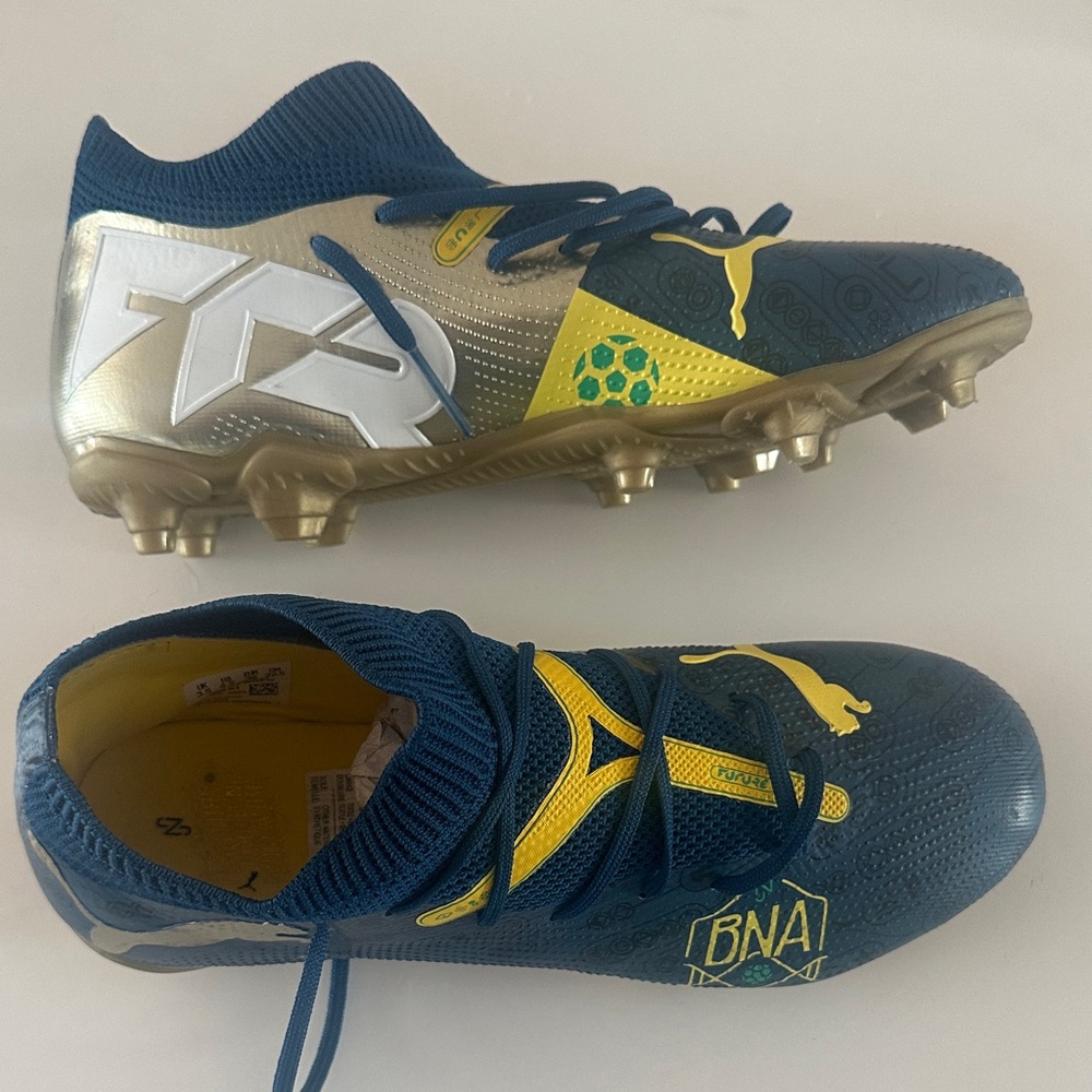 Puma Future Match Neymar Jr. Cleats Junior 4.5 - Brazilian Blue and Gold Colors